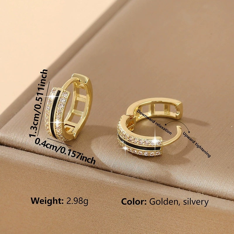 For Unisex Irregular Enamel Earrings In Gold Featuring Copper Studs And Zircon Inlay Material