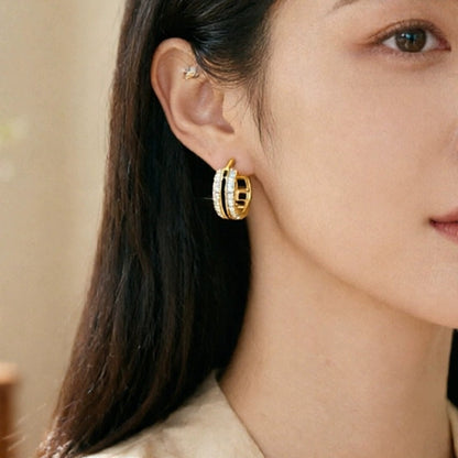 For Unisex Irregular Enamel Earrings In Gold Featuring Copper Studs And Zircon Inlay Material