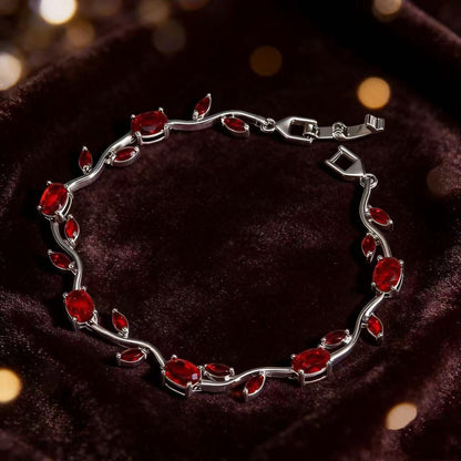 Simple Style Leaf Bracelet For Women In Electroplated Copper With Zircon Inlay