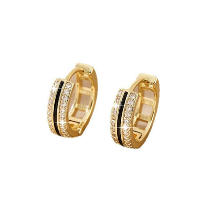 For Unisex Irregular Enamel Earrings In Gold Featuring Copper Studs And Zircon Inlay Material
