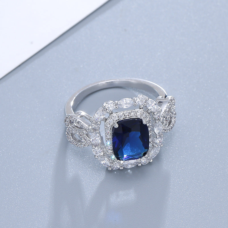 Geometric Rings For Women With Bezel Setting, Electroplated Copper Material Featuring Zircon Inlay