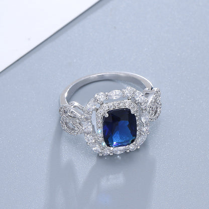 Geometric Rings For Women With Bezel Setting, Electroplated Copper Material Featuring Zircon Inlay