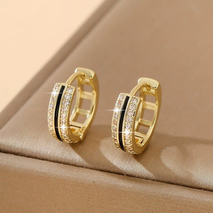 For Unisex Irregular Enamel Earrings In Gold Featuring Copper Studs And Zircon Inlay Material