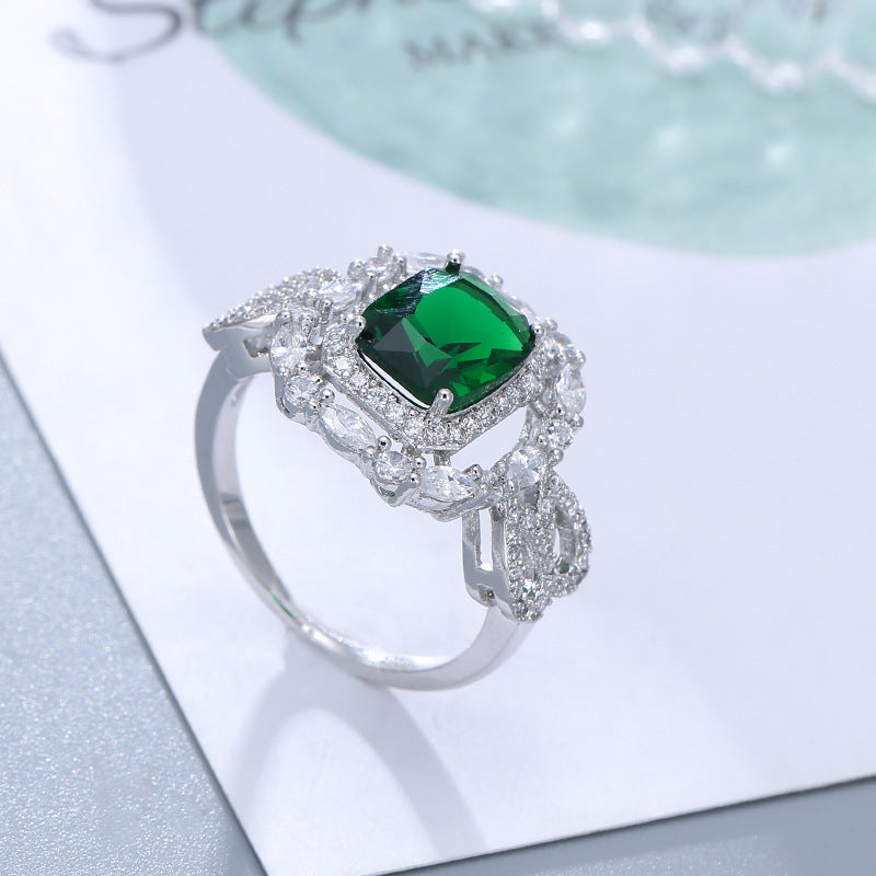 Geometric Rings For Women With Bezel Setting, Electroplated Copper Material Featuring Zircon Inlay
