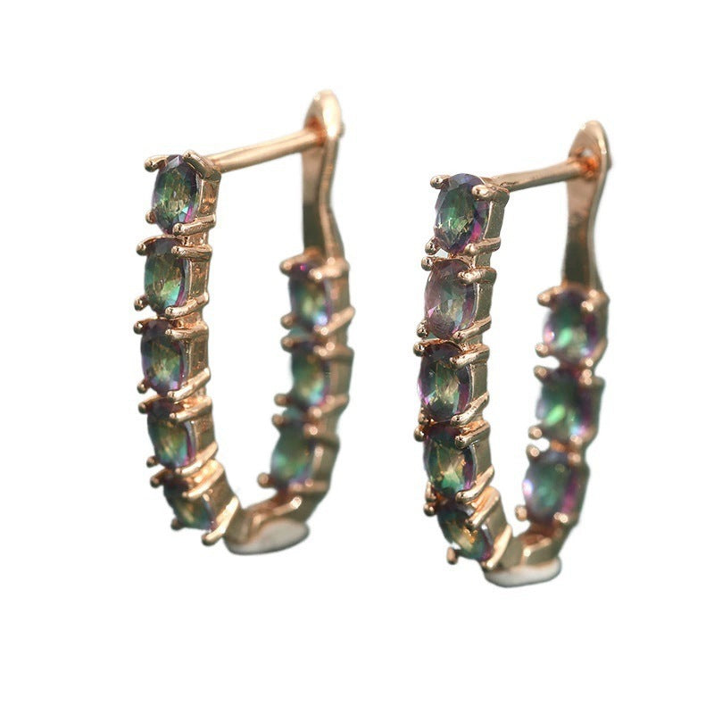 Leaves Hoop Earrings For Women Made Of Copper Featuring Electroplated Finish And Bohemian Style With 925 Sterling Silver Posts