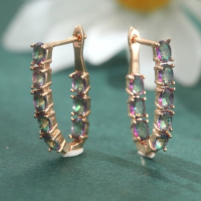 Leaves Hoop Earrings For Women Made Of Copper Featuring Electroplated Finish And Bohemian Style With 925 Sterling Silver Posts