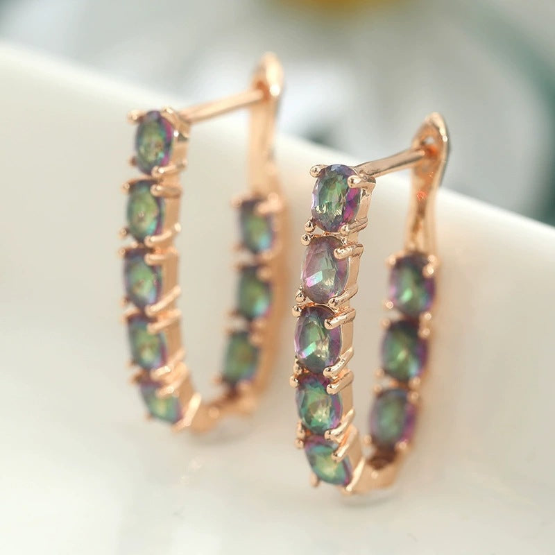 Leaves Hoop Earrings For Women Made Of Copper Featuring Electroplated Finish And Bohemian Style With 925 Sterling Silver Posts