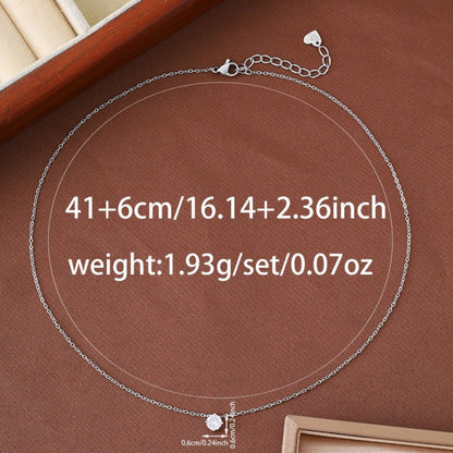 Electroplated Copper Pendant Necklace With White Crystal Inlay On Cable Chain For Women