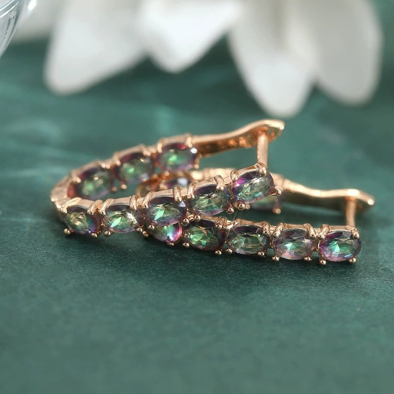 Leaves Hoop Earrings For Women Made Of Copper Featuring Electroplated Finish And Bohemian Style With 925 Sterling Silver Posts
