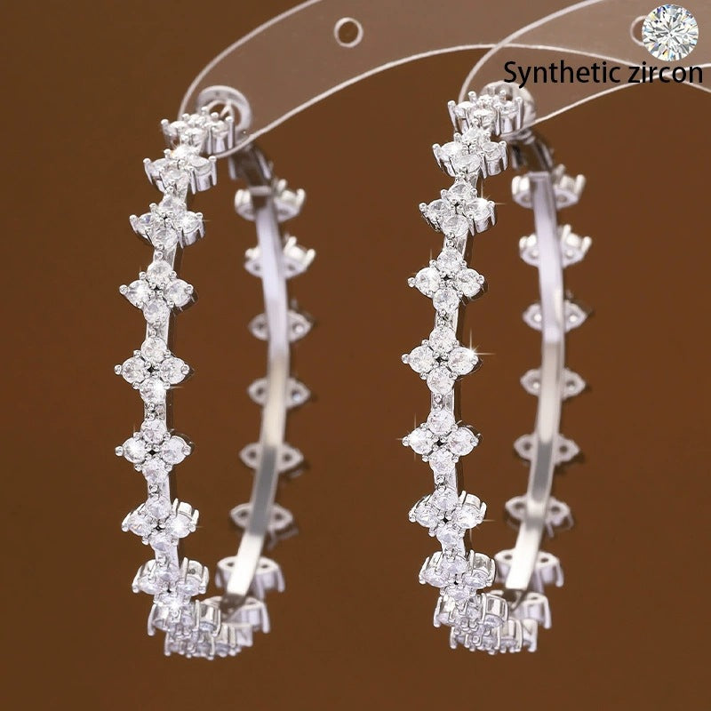 Retro Irregular Earrings For Women Featuring Copper Ear Pins And Zircon Inlay