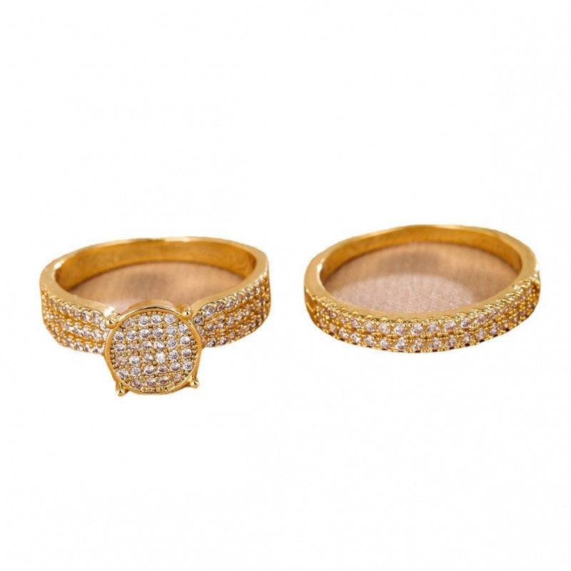 Simple Style Geometric Rings For Women In Copper With Real Gold Plated Electroplated Finish And Zircon Inlay
