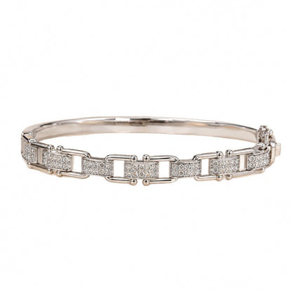 Vintage Style Geometric Inlay Bangle In Copper With Electroplated Gold Plating Featuring Zircon Inlay