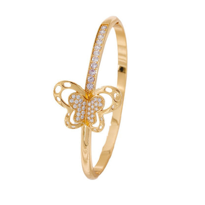 Three-dimensional Butterfly Bangle In Electroplated Copper, Pastoral Style For Women