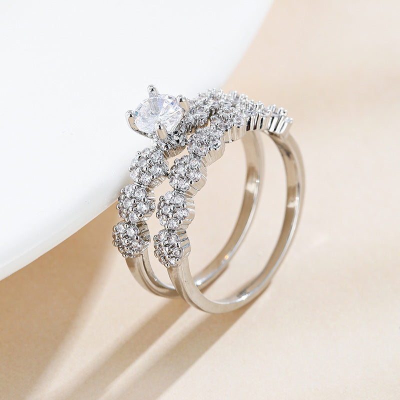Simple Style Geometric Rings For Women In Electroplated Copper With Zircon Inlay