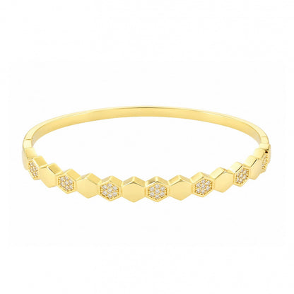 Elegant Honeycomb Bangle In Electroplated Copper Featuring A Stylish Gold Plating Process