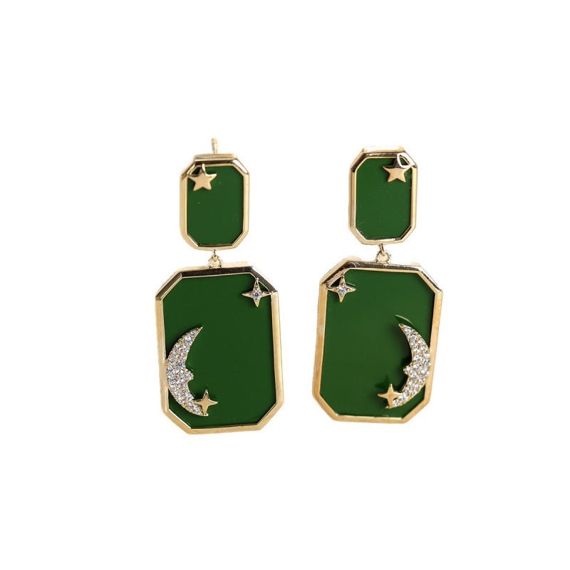 Star For Women Gold Stud Earrings Featuring Copper Ear Pins And Zircon Inlay