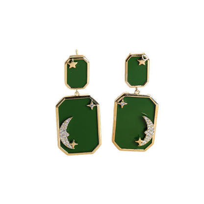 Star For Women Gold Stud Earrings Featuring Copper Ear Pins And Zircon Inlay