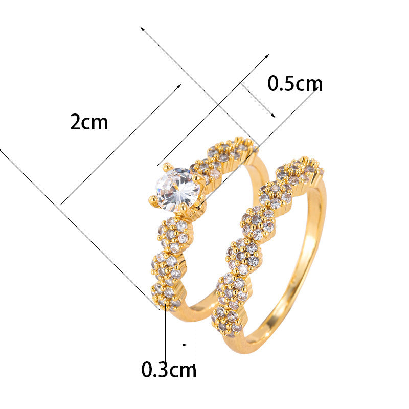 Simple Style Geometric Rings For Women In Electroplated Copper With Zircon Inlay