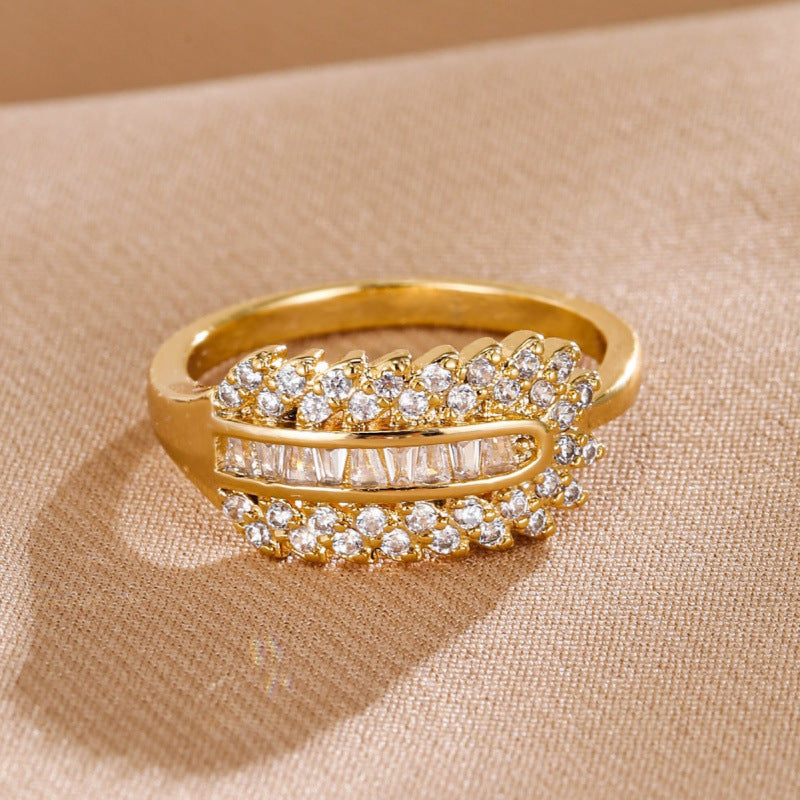 Leaves Open Rings For Women In , Electroplated Copper With White Finish