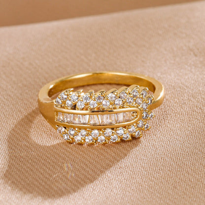 Leaves Open Rings For Women In , Electroplated Copper With White Finish
