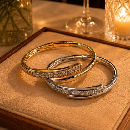 Asymmetrical Copper Bangle In Gold Featuring Simple Style, Perfect For Daily Wear