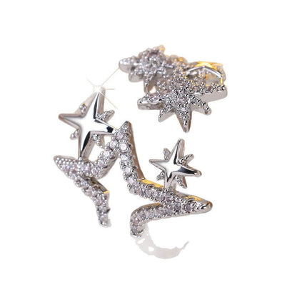 Women’s Star Open Ring In White With Electroplated Copper And Zircon Inlay