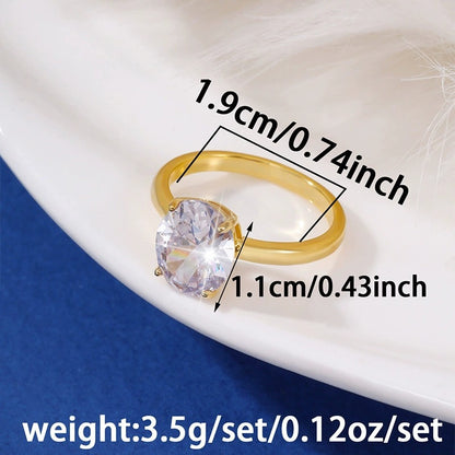 Geometric Copper Ring With Zircon Inlay, Electroplated Gold Plating, Simple Style Unisex Jewelry