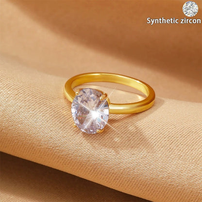 Geometric Copper Ring With Zircon Inlay, Electroplated Gold Plating, Simple Style Unisex Jewelry