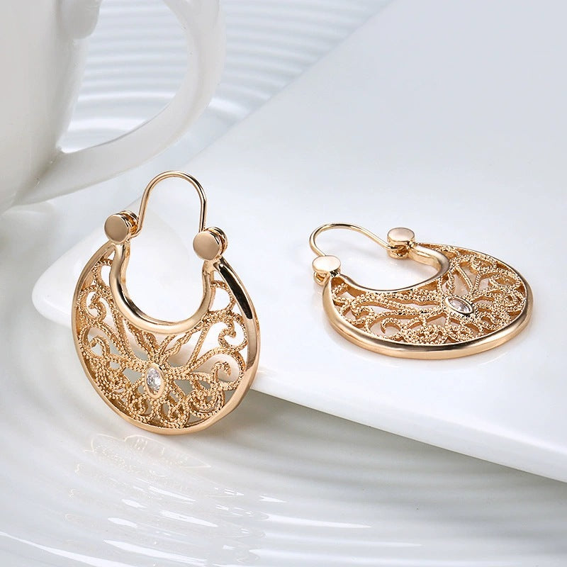 For Women Irregular Stud Earrings In Copper With Electroplated Finish Featuring Simple Style