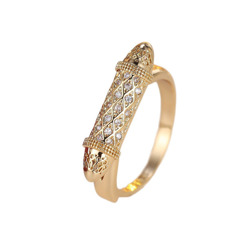 Luxurious Geometric Rings For Women In Electroplated Copper With Zircon Inlay
