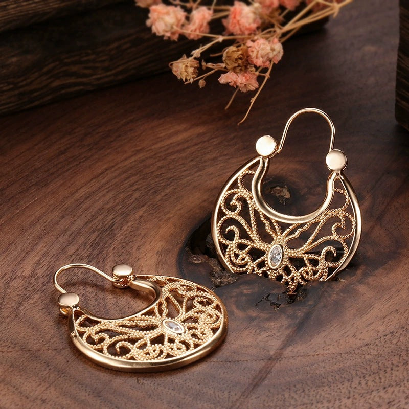 For Women Irregular Stud Earrings In Copper With Electroplated Finish Featuring Simple Style