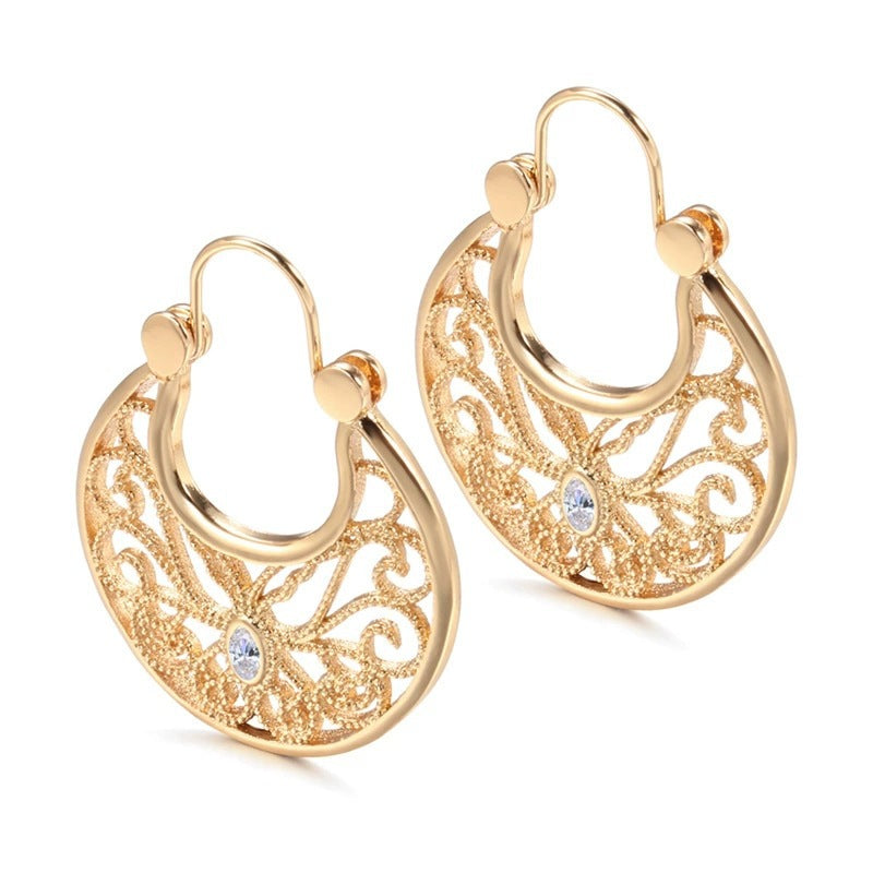For Women Irregular Stud Earrings In Copper With Electroplated Finish Featuring Simple Style