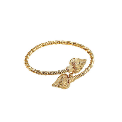 Handmade Brass Heart Shape Bangle In Vintage Style