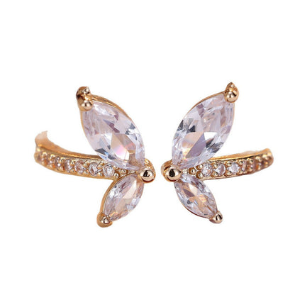 Butterfly Open Ring For Women In Gold Copper With Zircon Inlay