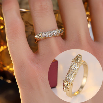 Luxurious Geometric Rings For Women In Electroplated Copper With Zircon Inlay