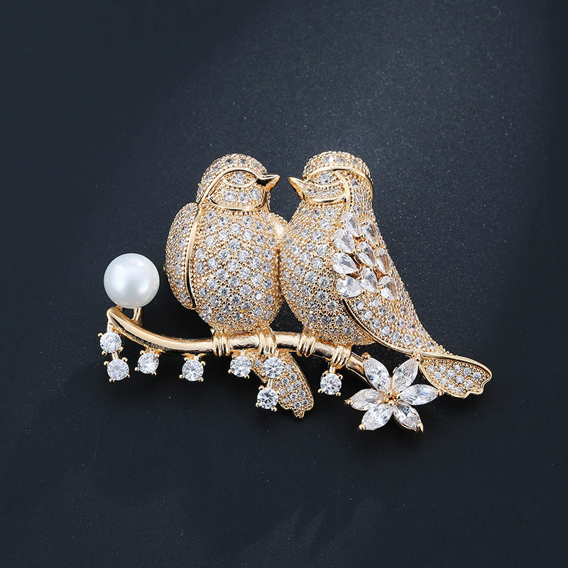 Animal Pin In Silver Copper Featuring Diamond Craft And Zircon Inlay