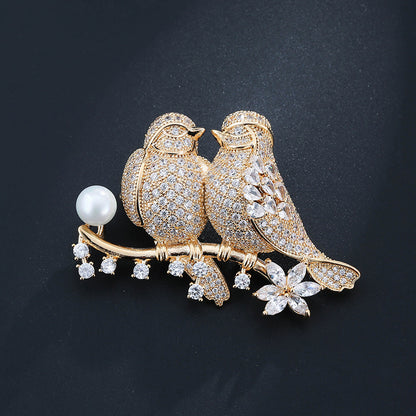Animal Pin In Silver Copper Featuring Diamond Craft And Zircon Inlay
