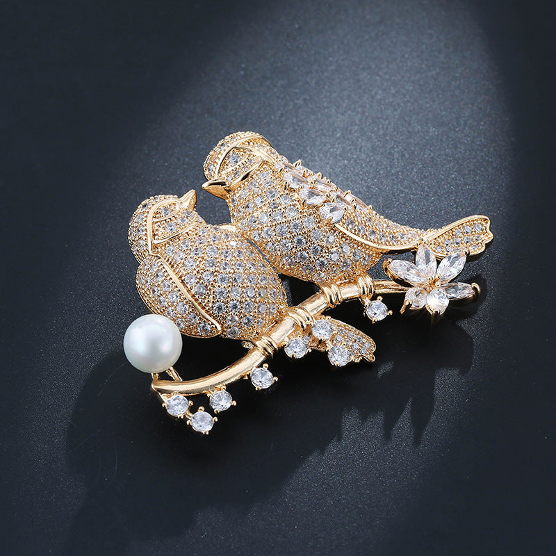 Animal Pin In Silver Copper Featuring Diamond Craft And Zircon Inlay