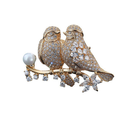Animal Pin In Silver Copper Featuring Diamond Craft And Zircon Inlay