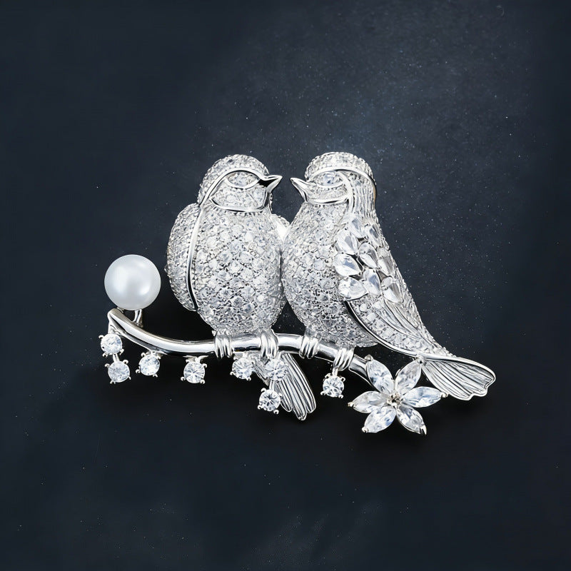 Animal Pin In Silver Copper Featuring Diamond Craft And Zircon Inlay