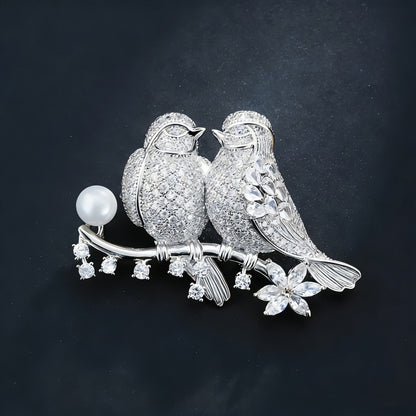 Animal Pin In Silver Copper Featuring Diamond Craft And Zircon Inlay