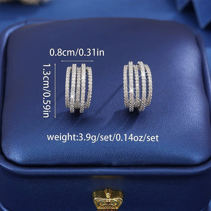 Elaborate Irregular Stud Earrings For Women In White With Copper Ear Pins And Rhinestone Inlay