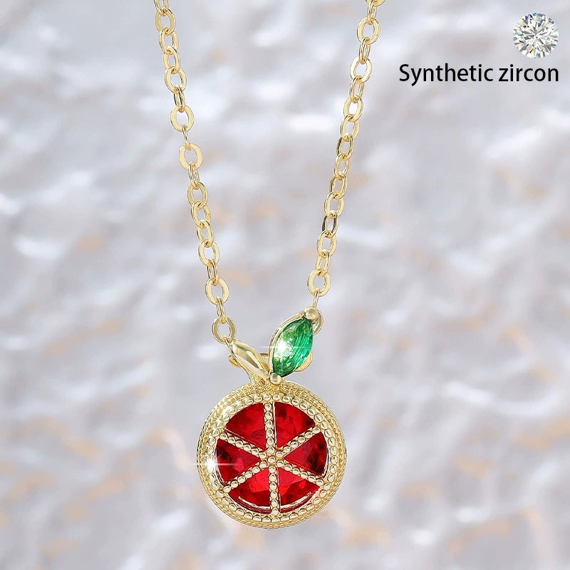 Gold Fruit Choker Necklace For Women Featuring Electroplated Copper Pendant With Cable Chain