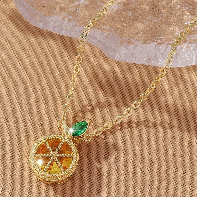 Gold Fruit Choker Necklace For Women Featuring Electroplated Copper Pendant With Cable Chain