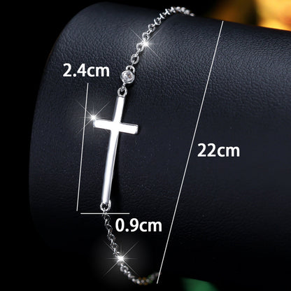 Ethnic Style Cross Bracelet For Women In Gold Copper With Zircon Inlay