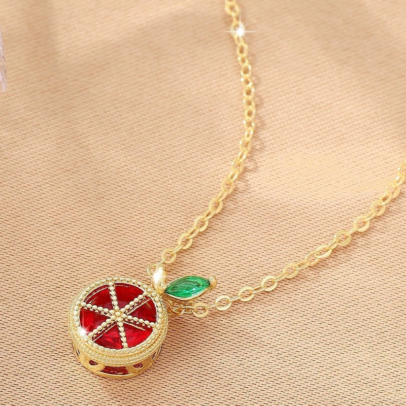 Gold Fruit Choker Necklace For Women Featuring Electroplated Copper Pendant With Cable Chain