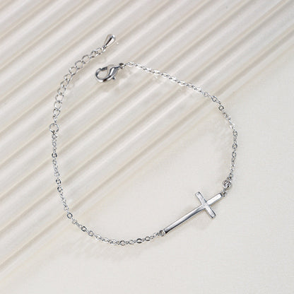 Ethnic Style Cross Bracelet For Women In Gold Copper With Zircon Inlay