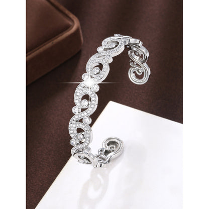 Elegant Inlay Bangle Crafted From Copper With Zircon Inlay And Gold Electroplated Finish