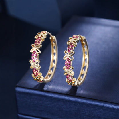 Butterfly Earrings For Women In Real Gold Plated Copper With Zircon Inlay, Elegant Jewelry Accessory