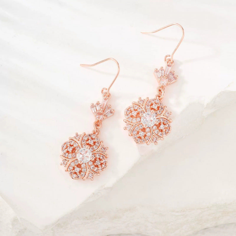 Irregular Stud Earrings For Women Featuring Electroplated Finish And Copper Posts Inlaid With Zircon